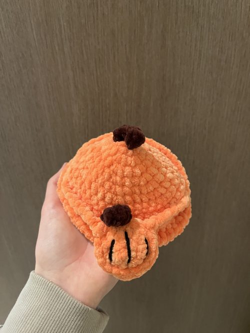 Gehaakt pompoen hoedje en tasje voor medium jellycat konijn