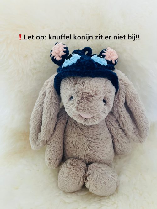 Gehaakt stitch hoedje voor medium jellycat konijn