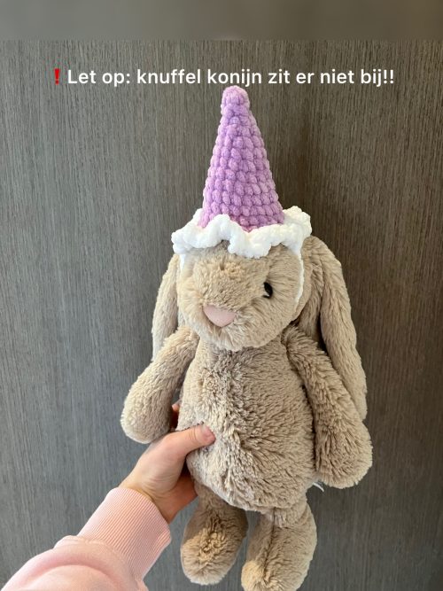 Gehaakt feest hoedje voor medium jellycat konijn