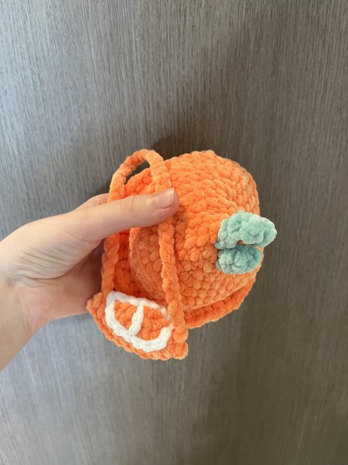 Gehaakt sinaasappel hoedje en tasje voor medium jellycat konijn