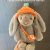 Gehaakt sinaasappel hoedje en tasje voor medium jellycat konijn